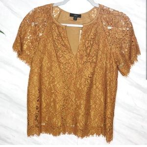 J Crew gold lace top XXS